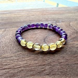 Amethyst & citrine genuine gemstone energy bracelet calm motivation